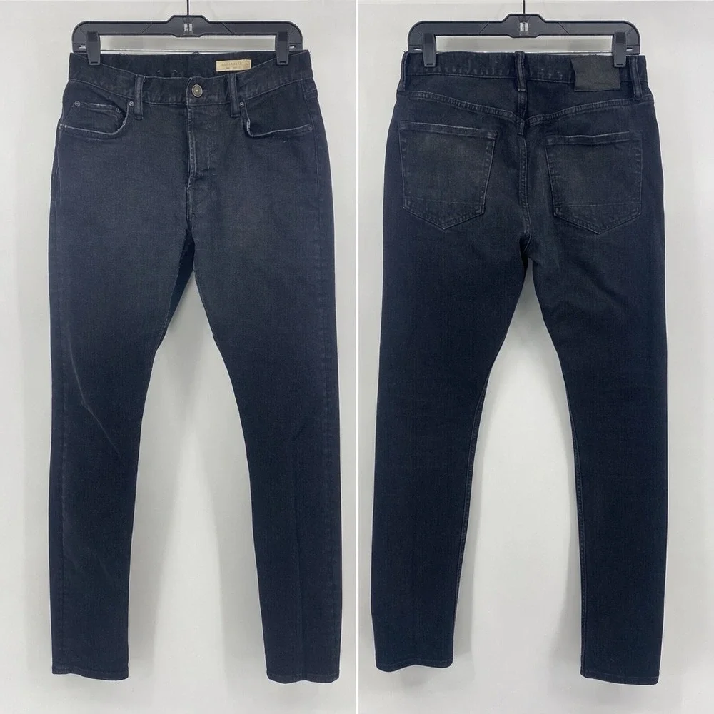 AllSaints Rex Slim Fit‎ Jeans Washed Black Denim Button Fly Mens 30 ME027P